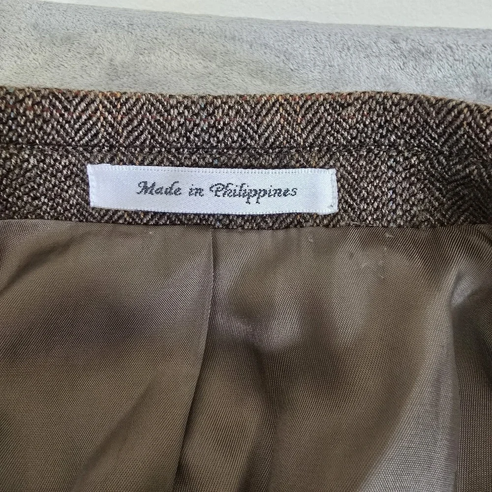 Vintage Lauren Ralph Lauren Blazer Mens 42R Brown Wool Tweed Plaid Classicore